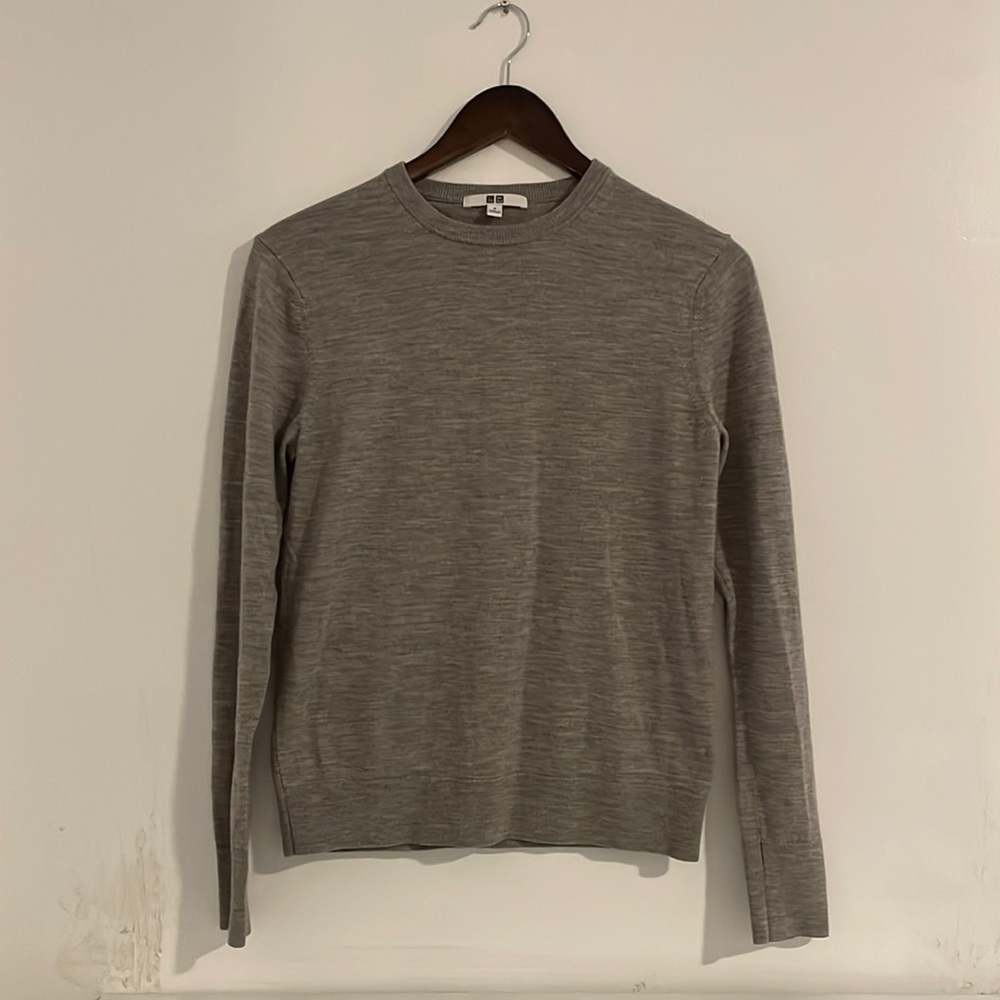 Uniqlo Wool Crewneck Sweater Heather Gray Small